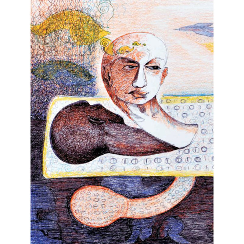 Tableau caché | Pastel et stylo sur papier Canson | Par Krishna Rajendra