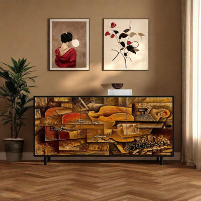 French Abstract Art Accent Cabinet