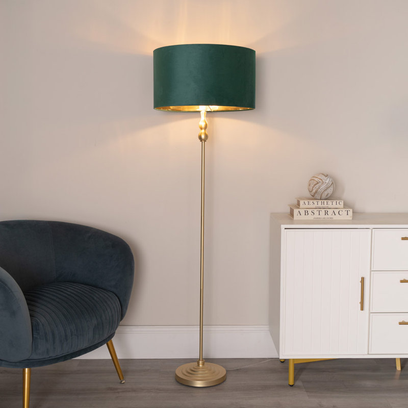 Travilah 151cm Traditional Floor Lamp, Brushed, Yes, Green/Gold
