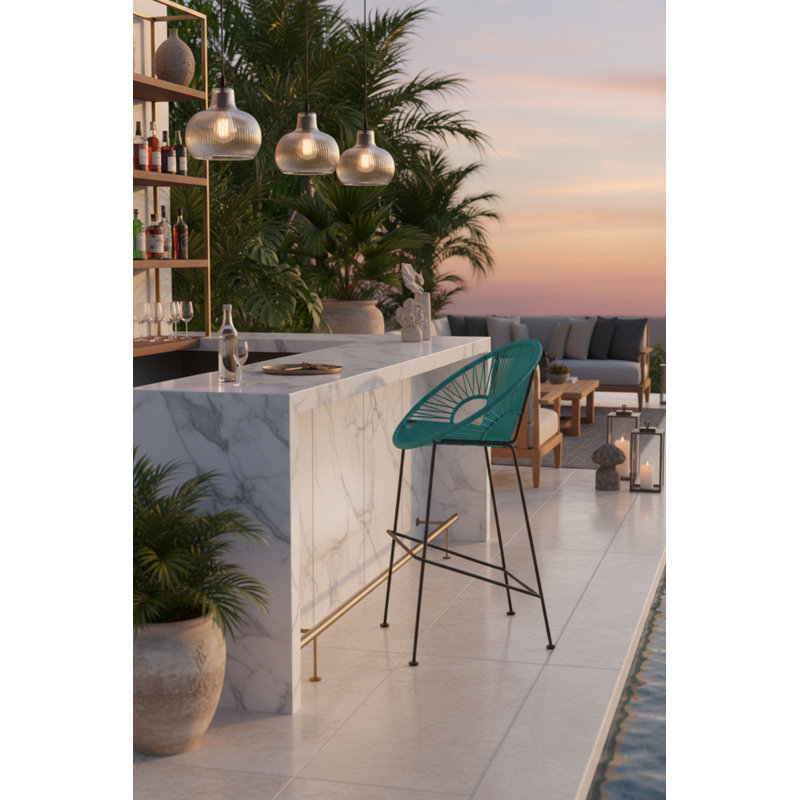 Tabouret de bar Alaena Puerto, Noir, Écume de mer, écume de mer