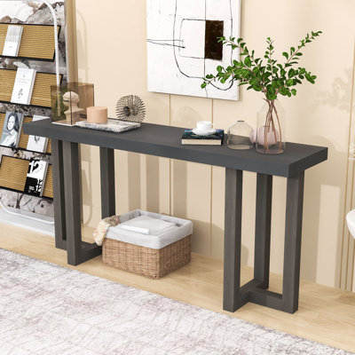 Stylish Geometric Console Table with Pine Veneer Top and Study Legs for Entryway or Living Room by Latitude Run