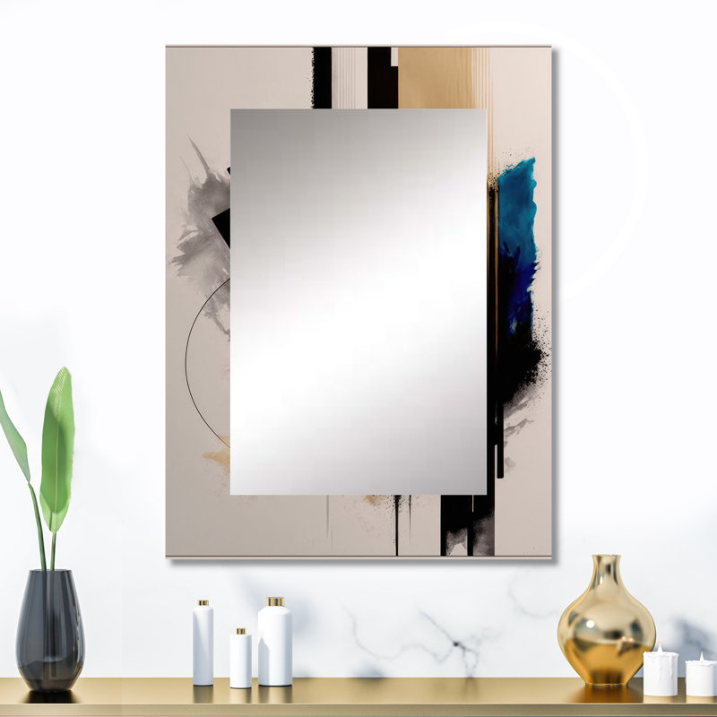 Blue Minimalist Abstract III - Minimalism Large Mirror, Modern Decorative Wall Mirror, Printed Metal Art, 32" x 24"