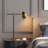 22.2 "metal gold reading desk lamp with matte black finish, featuring Nordic, modern, and minimalist design