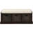 Rustic Storage Bench With 3 Removable Classic Rattan Basket , Entryway Bench With Removable Cushion-276792475