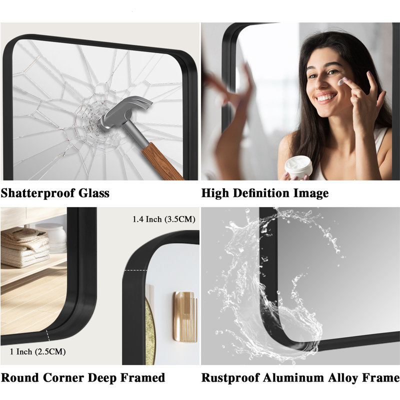 Rectangle Mirror, 161cm H x 52cm W, Black