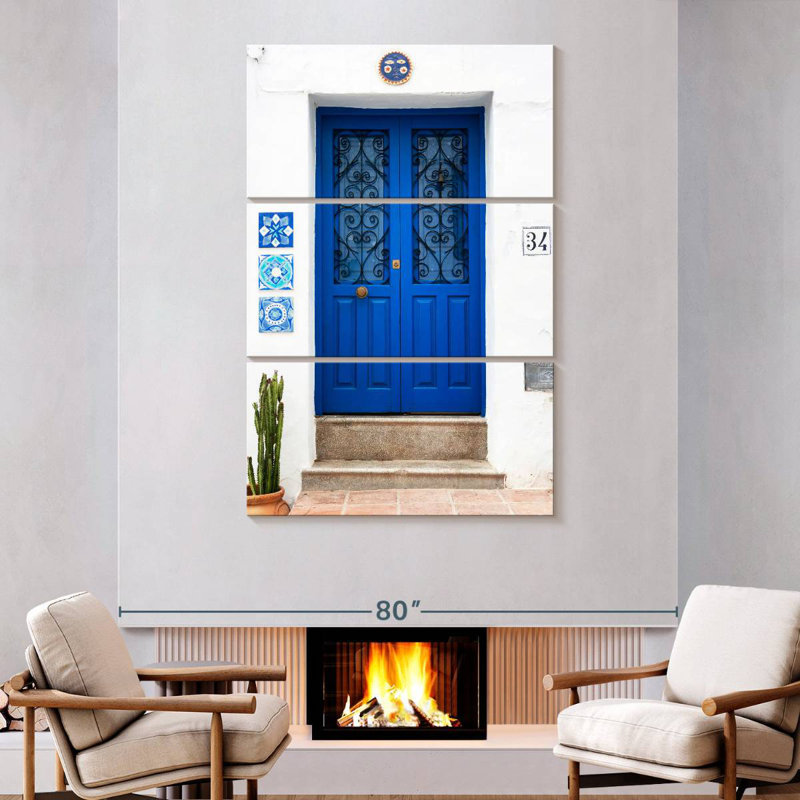 Porte d'entrée bleu foncé Lilie, H 74 po x l 48 po