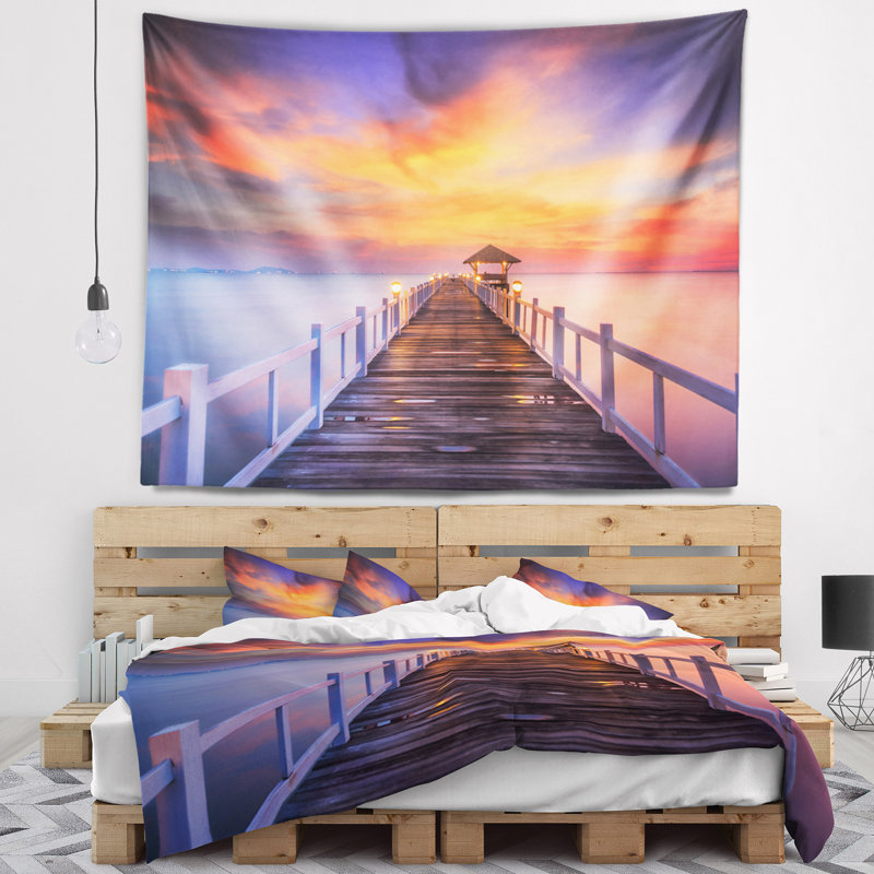 Photographie de paysage tapisserie de pont en bois, H 32 po x l 39 po