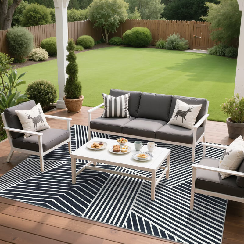 Machine Washable Rug for Living Rooms, Contemporary Stripe Printed Carpet, Soft Non Shedding Floor Covering for Bedroom Dining Room Office