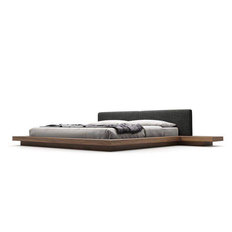 Upholstered Bed, Wenge/White Leather, King