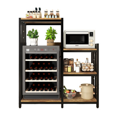 6-Tier Kitchen Baker's Rack with Power Outlet, Microwave Oven Stand with Storage Suitable for Kitchen Living Room Office Storage Shelf, Mini Fridge Stand Shelves, (Brown)