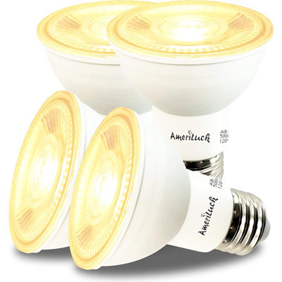 7 Watt (50 Watt Equivalent), PAR20 LED, Smart Non-Dimmable Light Bulb, Warm White (3000K) E26/Medium (Standard) Base -  AmeriLuck, 0190015-4PK