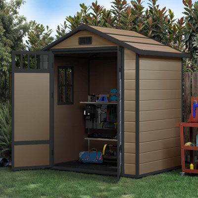 Edrosie Inc 6 X 4.4 Ft 118 Cuft  Resin Outdoor Storage Shed With Fence‑Style Design & Side Windows