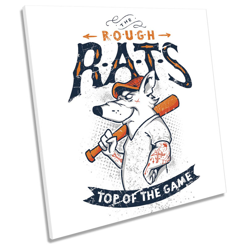 Rough Rats Baseball Picture CANVAS WALL ART Square Print, 60cm H x 60cm W x 2cm D