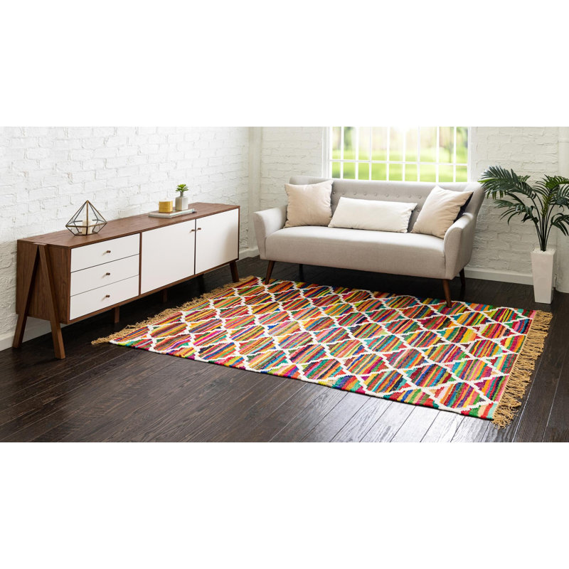 Hancock Cotton Abstract Indoor Rug, Rectangle 4'1" x 6'1"