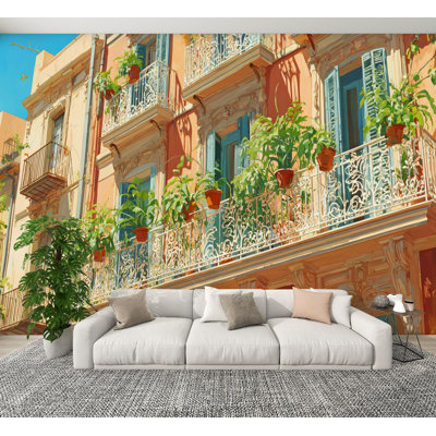 Papiers peints autocollants New Orleans balcons Wall H 100 po x l 144 po, papier peint amovible en PVC, adhésif mural pour chambre à coucher, bureau à domicile