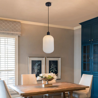 1-light Glass Pendant Light 7 Inch Black Pendant Light
