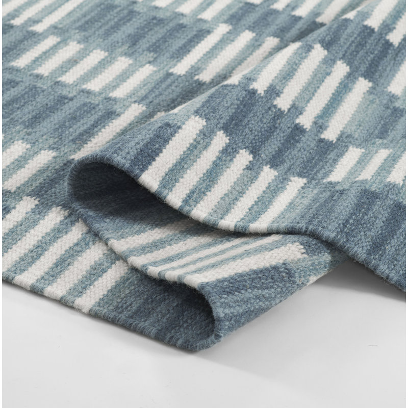 Tapis géométrique en laine et en coton tissé à la main Freya, Tapis de couloir 2 pi 6 po x 8 pi