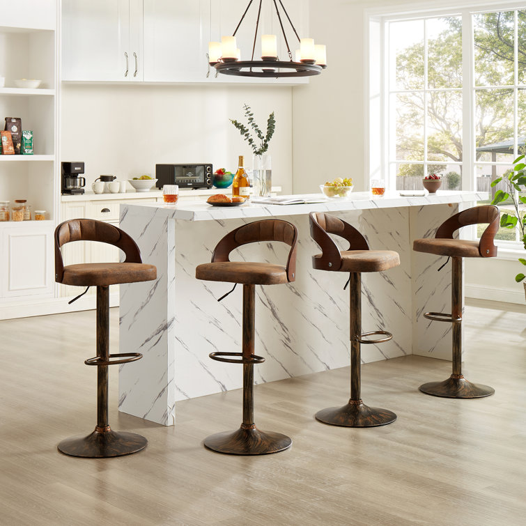 Aryelle Swivel Upholstered Adjustable Height Counter Stool with Metal Frame