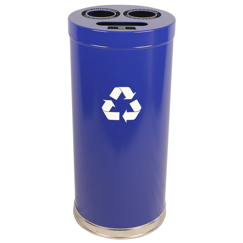 Poubelle de recyclage multi-compartiments Metal Recycling, Bleu, 24