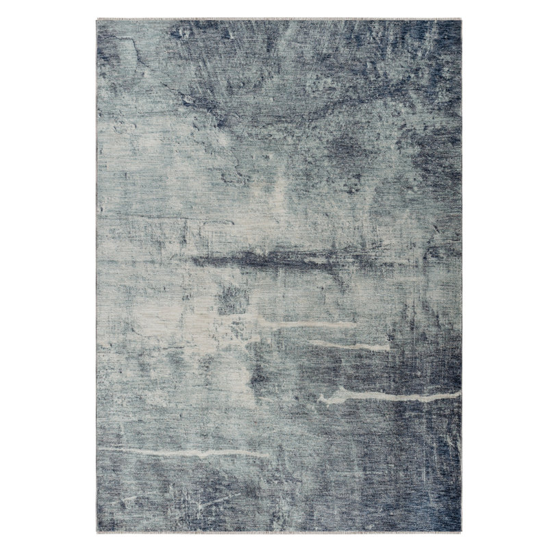 Tapis bleu orage tissé électrique Ginsberg, Rectangle 5 pi 10 po x 8 pi 10 po