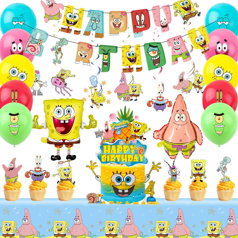 Articles de fête d'anniversaire SpongeBob, ensemble de 38 décorations de fête Bob l'éponge
