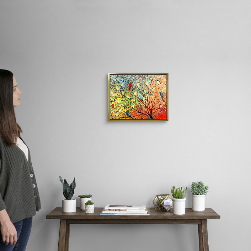 «Twenty Seven Birds», reproduction d'impression, H 13 po x l 16 po, Impression encadrée sans passe-partout, Doré