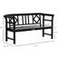 Chaise de patio rustique noire pour l'extérieur, banc en bois avec et, motif à losanges champêtre pour 3 personnes