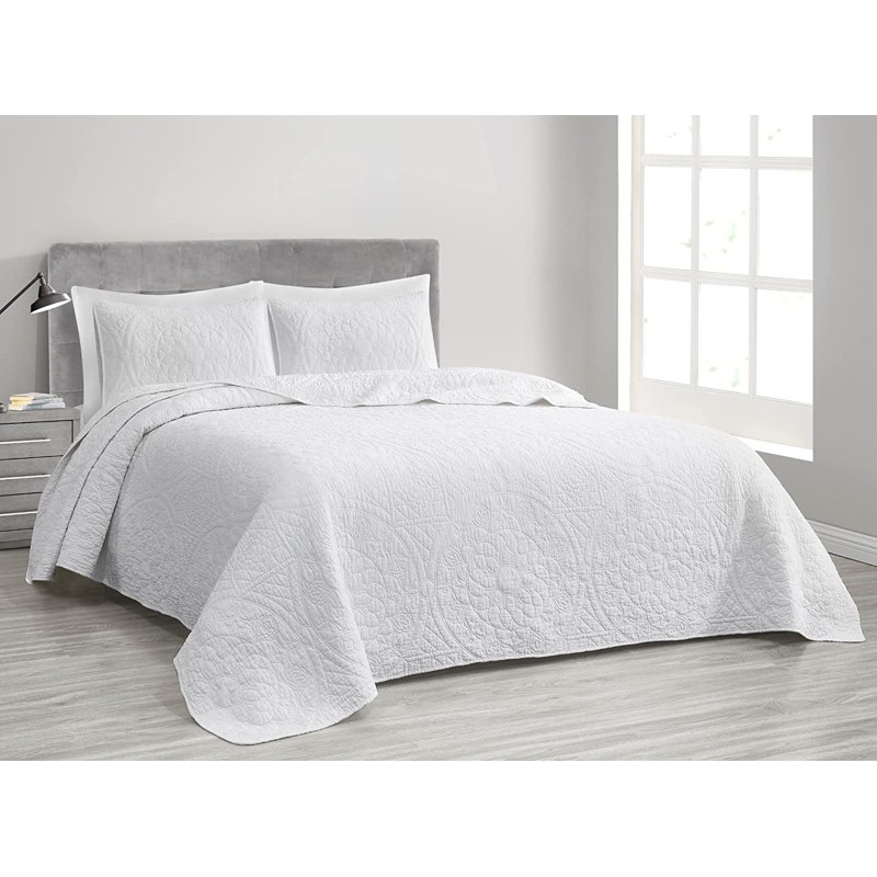 Cotton Quilt, King Quilt + 2 King Shams, White