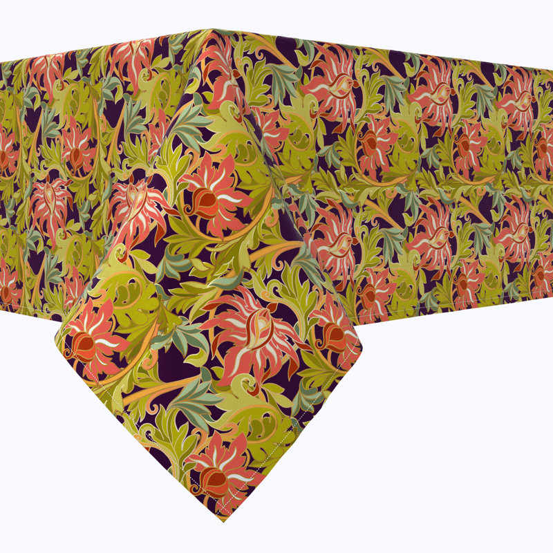Rectangular Tablecloth, 100% Cotton, Floral 18,  104" x 52" 