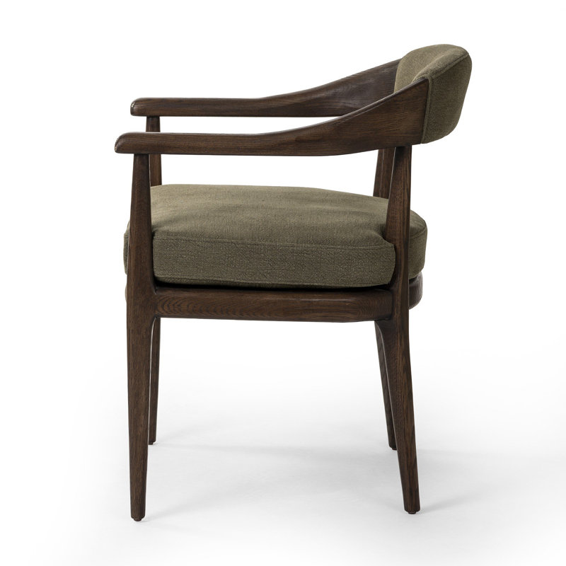 Clendon Leather Arm Chair, Laken Stone Linen