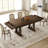 Spacious 71-Inch Dining Table for 6-8, Rectangular Wooden Table with Double Pedestal Base, 2 Storage Drawers-872610563
