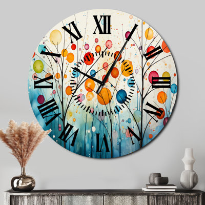 Teal Mid Century Retro Reflections - Mid-Century Black Face Wall Clock