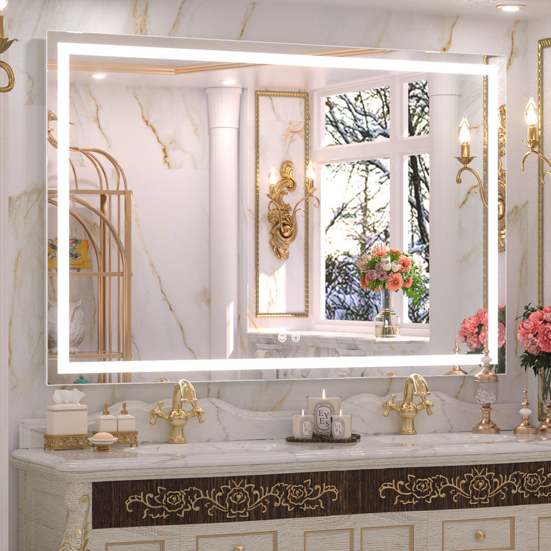 Miroir de salle de bain Lashaunte, Rectangle, 36 po x 55 po