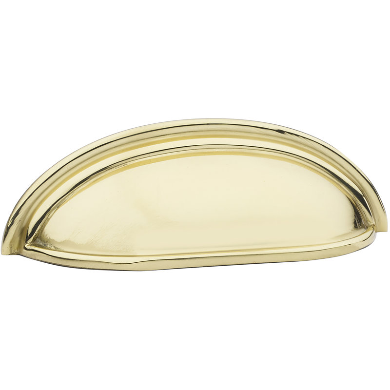 3" Center to Center Cup/Bin Pull, 4", Polished Brass