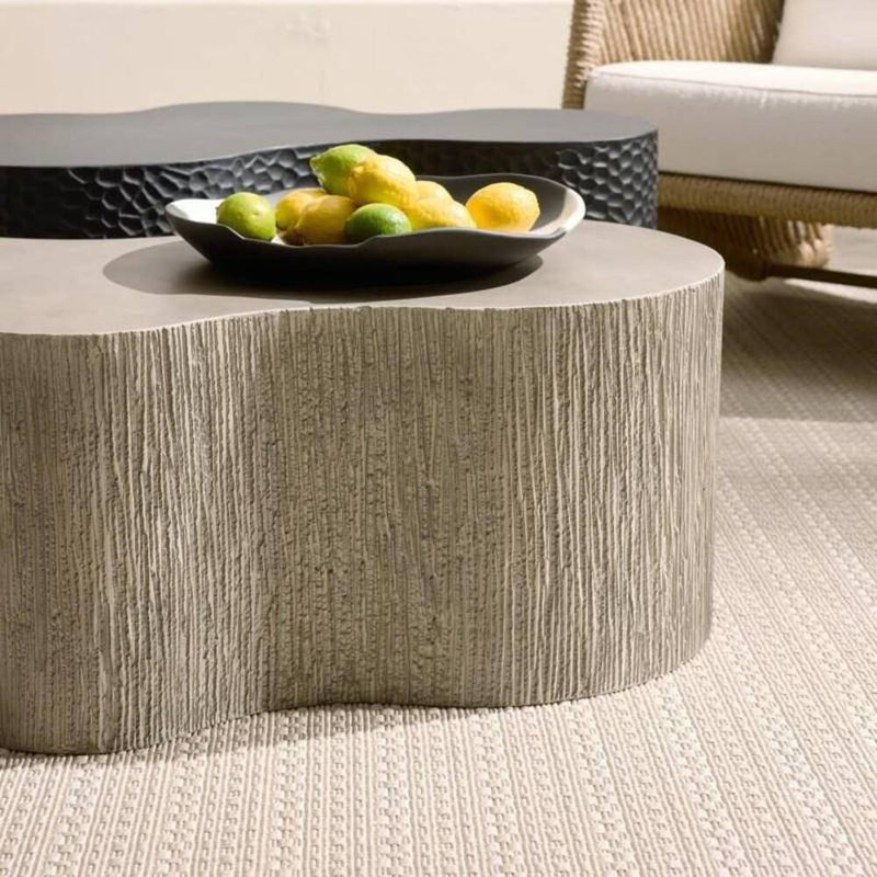 Indio Outdoor Free Form Coffee Table, 14" H x 36" L x 24" W, Gray Stonewash
