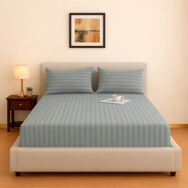 Rosalind Wheeler Microfiber Fitted Sheet and Pillowcase Case Pack, Single (3'), Grey