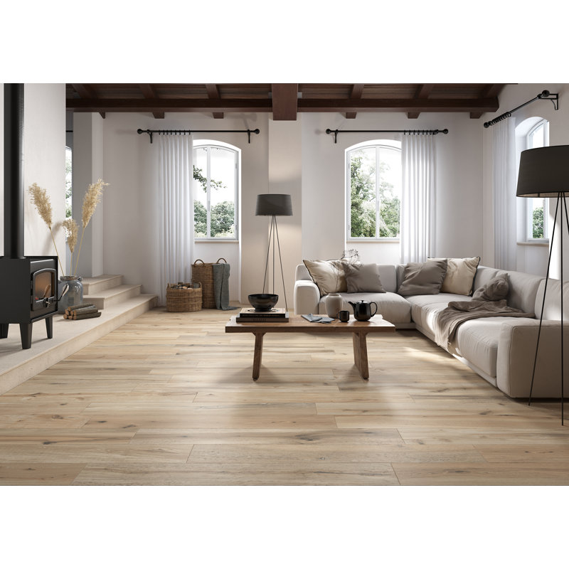 Carrelage mural et de sol en porcelaine imitation bois Perpetua 10" x 60" (grandes lames), Écrou