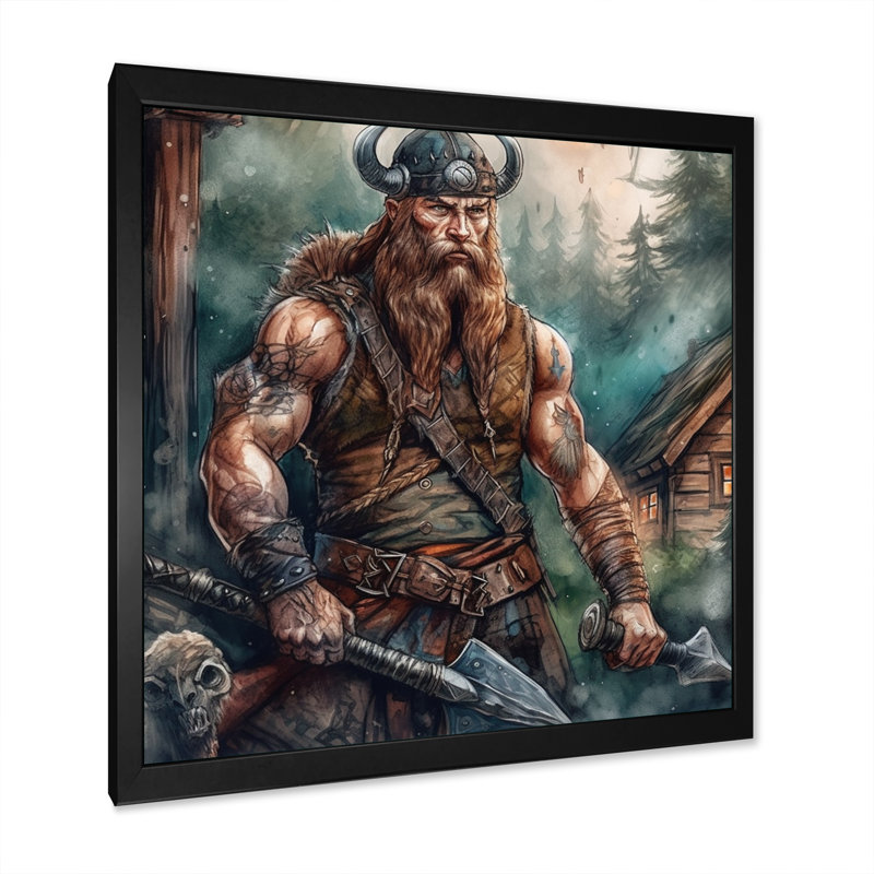 Viking Strong " Viking Strong ", Black Closed Corner Framed, 16" H x 16" W x 1" D