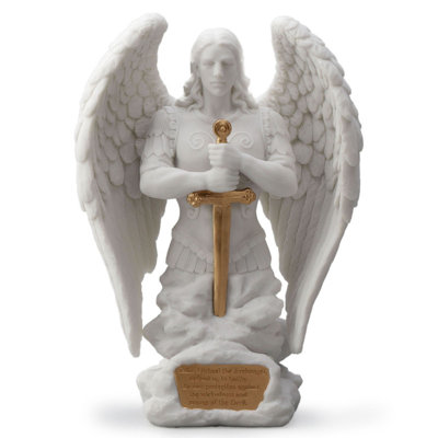 9.17 In H Saint Michael Prayer Monument  Poly Resin