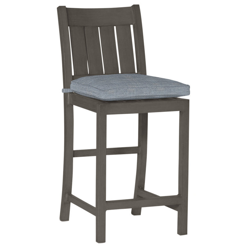 Tabouret de comptoir d'extérieur club 24 po, Welt, Chambray Rollo, Gris ardoise