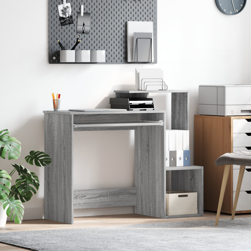 Computer Desk Engineered Wood, MDF Medium, Grey Sonoma