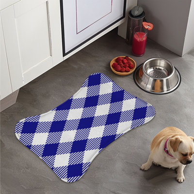 Tapis d'alimentation en os 1 pièce bleu marine à carreaux bleu marine