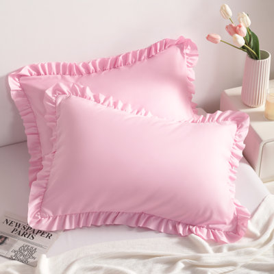 2 Pack Ruffled Edge Decorative Pillow Shams,Envelope Design Bedroom Pillow Shams