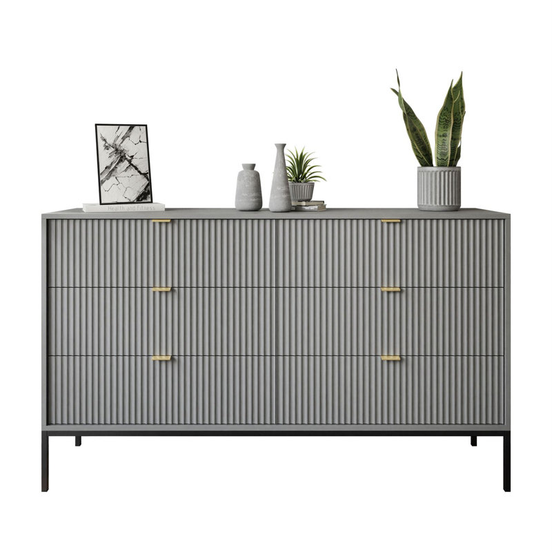 Aniyha Metal Rectangle Storage Unit Accent Chest, Grey/Brown/Blue