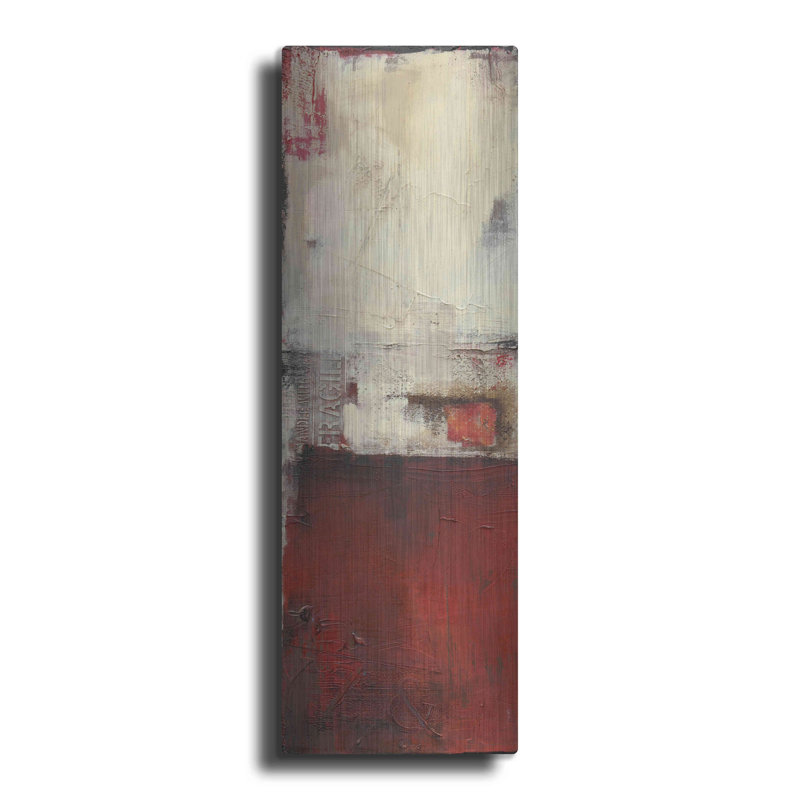 «Red Box I» par Erin Ashley, art mural en métal Red Barrel Studio®, H 36 po x l 12 po
