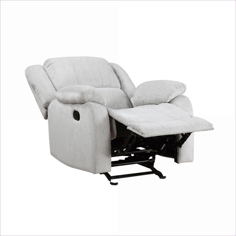 Fauteuil inclinable coulissant en chenille pour salon, cadre en bois massif gris neutre manuel inclinable
