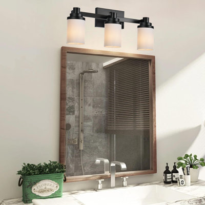 Luminaires de salle de bain, lumières de meuble-lavabo 3 lumières avec abat-jour en verre blanc laiteux, appliques murales de salle de bain sur miroir pour chambre à coucher miroir, couloir de salon