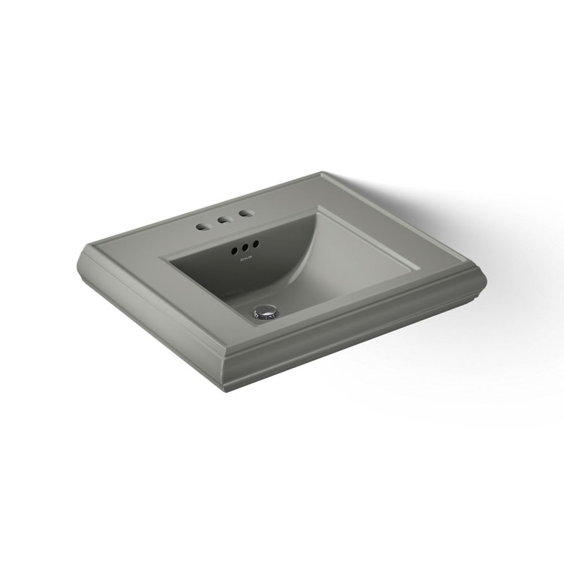 Memoirs  Pedestal Tall Bathroom Sink with Overflow, Thunder Gray, 4" Centers