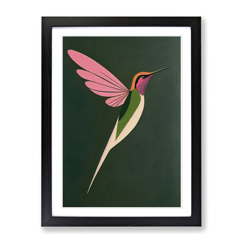 Boxworth Hummingbird Unique Art Vol.2 - Picture Frame Print, 64cm H x 46cm W x 2cm D, Oak