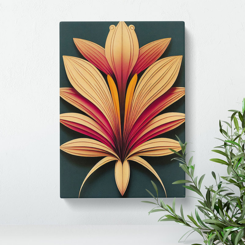 Art Deco Flower No.4 - Wrapped Canvas Print, 76cm H x 50cm W x 3cm D